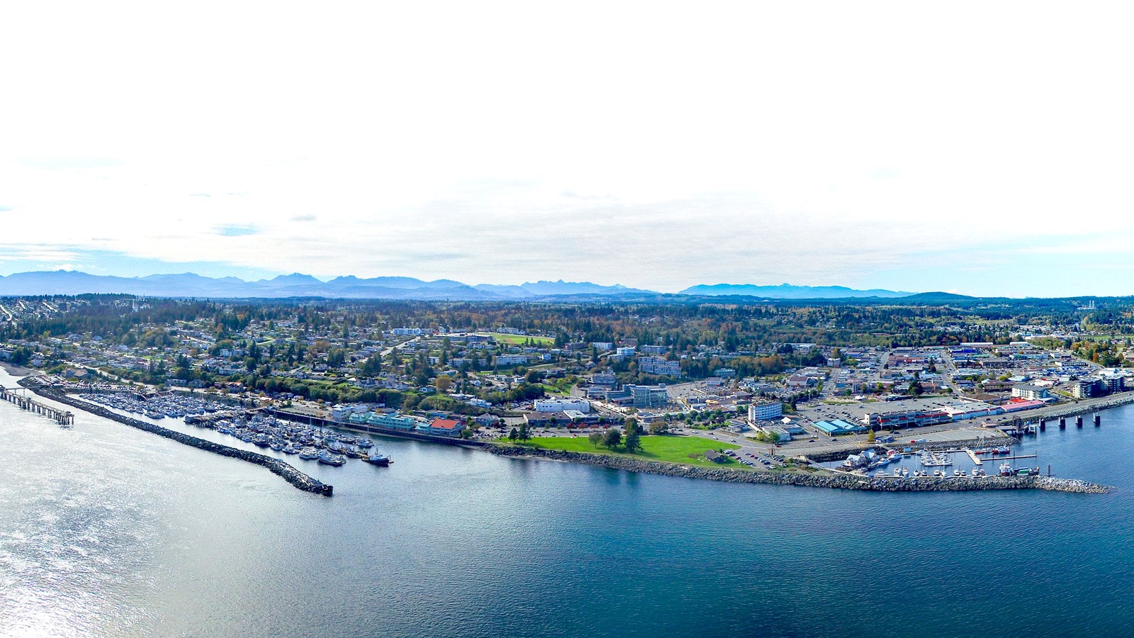 Aerial shot of Campbell River.